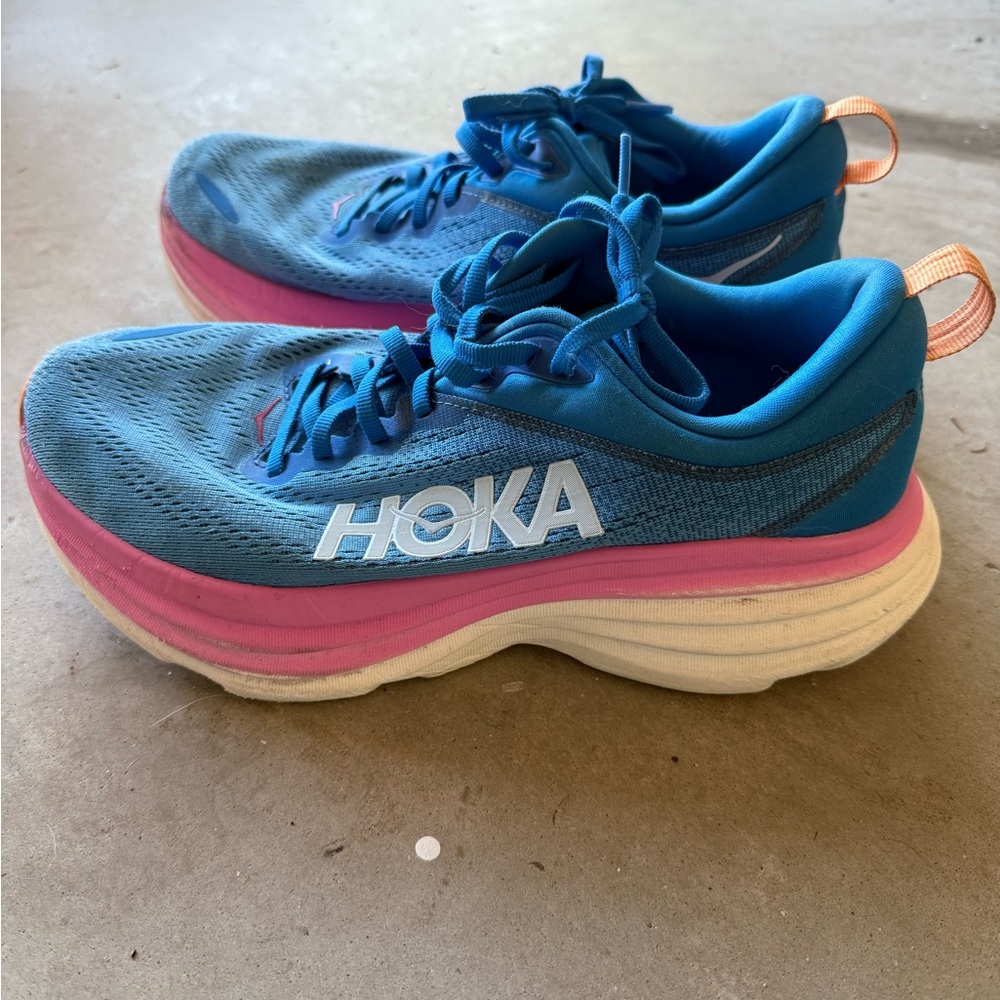 Hoka One Women's Athletic Shoes in Blue and Pink
